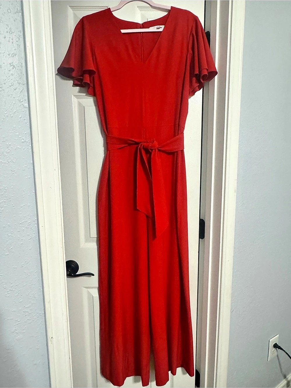 Preston & York Red Wide-Leg Jumpsuit Size Medium Like New